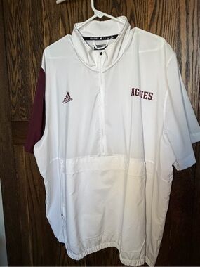 adidas White & Maroon Aggies Quarter-Zip Pullover